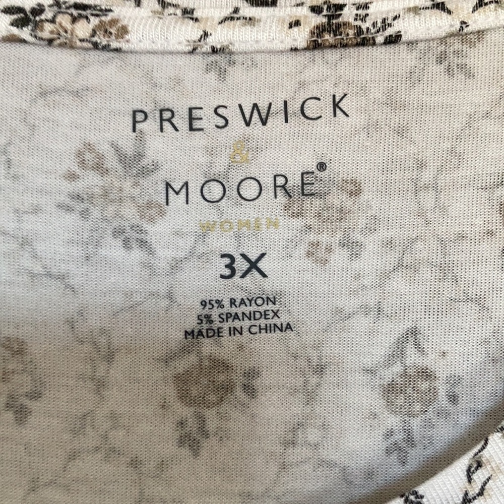 Preswick & Moore floral print top soft material w stretch 3X - Picture 10 of 14
